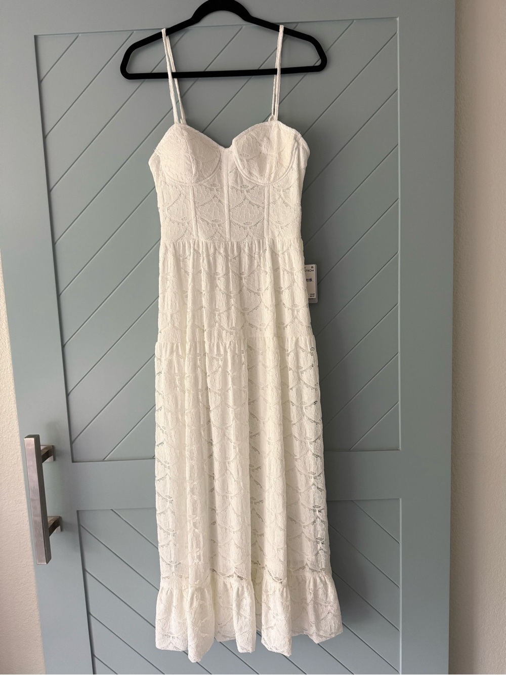 NSR White Lace Bustier Maxi Dress